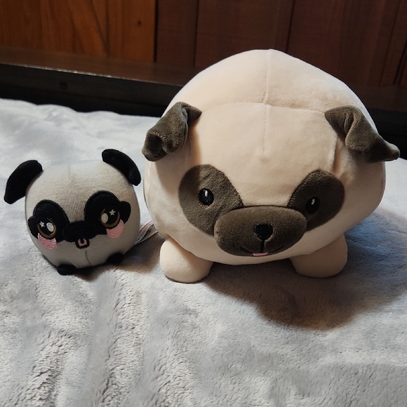 Other - Round Pug Plush Duo - Cream and Gray